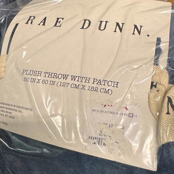 50” x 60” NIP Blue soft blanket w/white patch - says “relax” - Picture 2 of 2